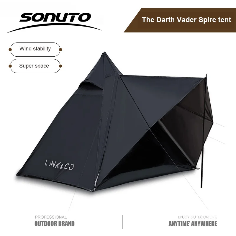 Sonuto Outdoor Double-Layer Tent Tower Type Camping Aluminum Alloy Frame Pole Sunscreen Rainproof Ventilation 2-4 People Pyramid