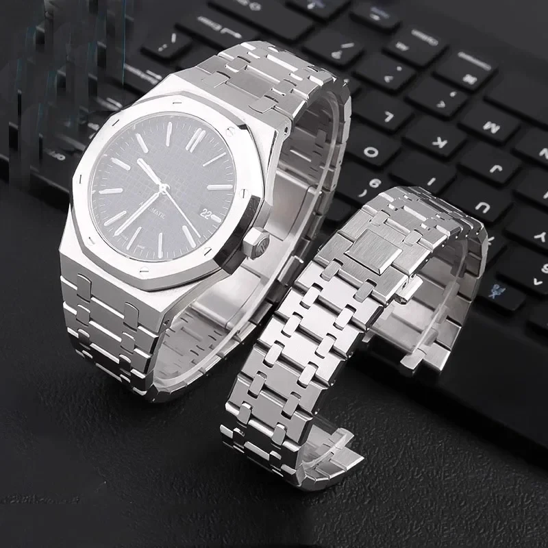 

Браслет мужской из нержавеющей стали с дубовым ремешком, 28/26 мм