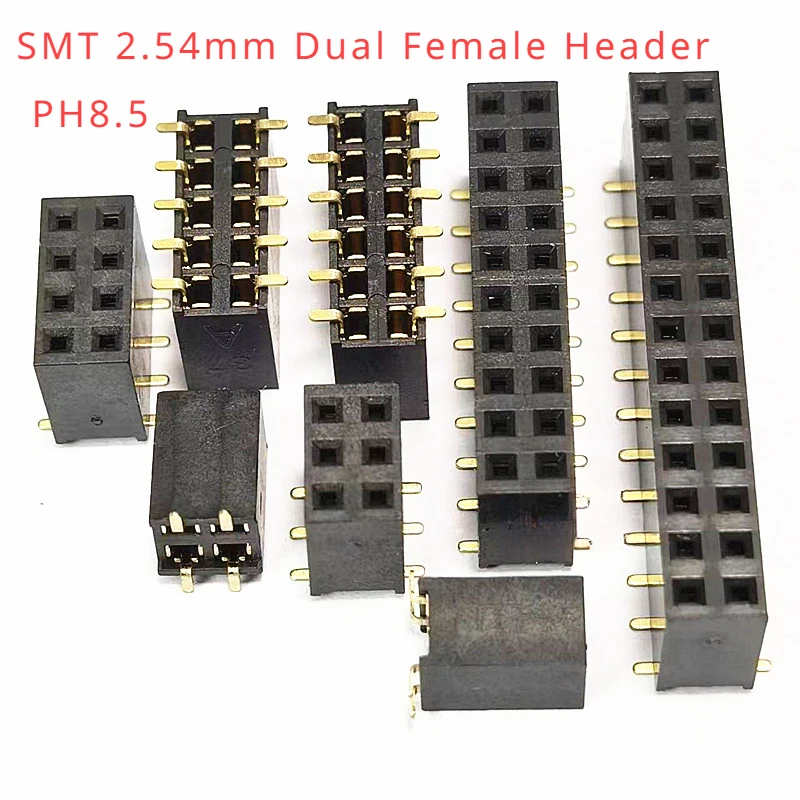 50 stücke 2,54mm SMT 2*3P/4/5/6/8/10/12/15/20/40Pin Dual Zweireihig Horizontal SMD Gold Rohs Reflow PH8.5 Weibliche Pin Header Buchse