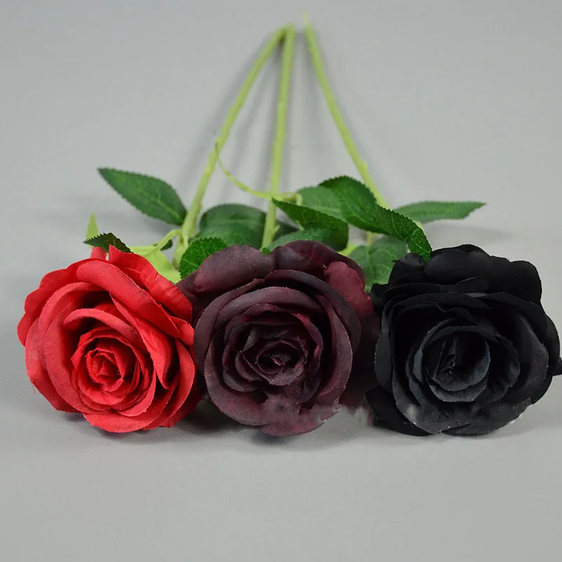 Black Gold Artificial Flowers Black Rose Artificial Flower 1pc