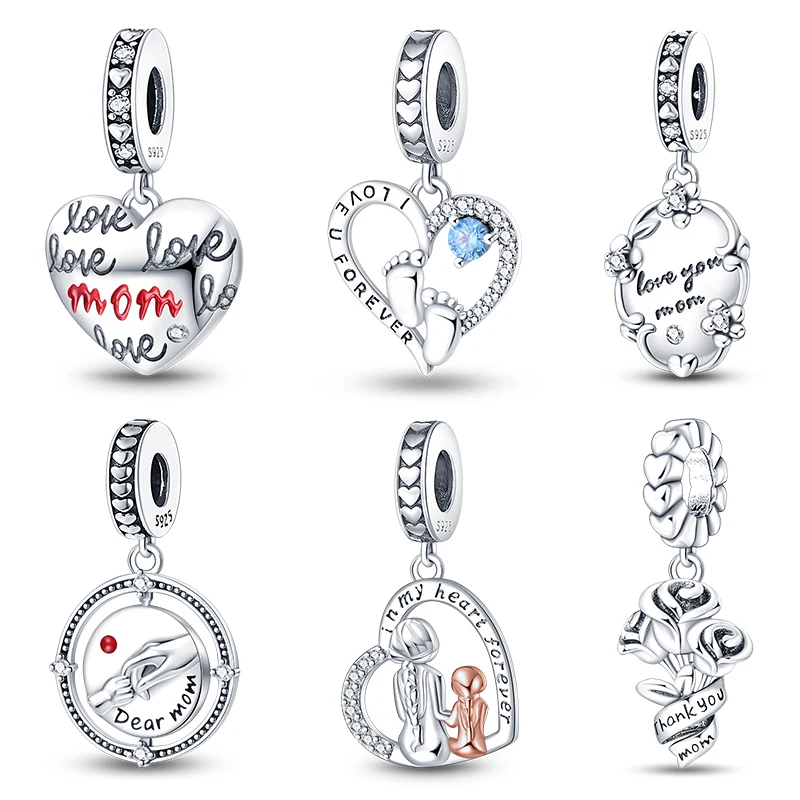 

925 Sterling Silver Fresh Flower Warm Family Charms Beads Fit Pandora 925 Original Bracelet DIY Fine Mother's Day Jewelry Gifts