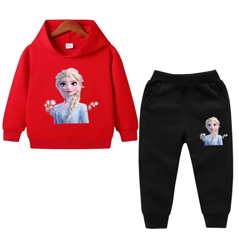 thumbnail image 1 of Ropa de primavera para niños, suéter de manga larga con capucha y pantalón de Frozen Elsa para niñas, conjuntos de 2 piezas, ropa para niñas pequeñas, 1 of 5