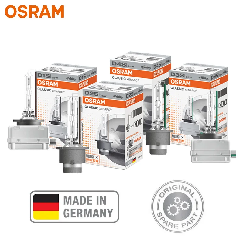 Osram Xenon Original D1S D2S D3S D4S Faro Per Auto Classic Clc Hid Lamp 66140 66240 66340 66440 4200K Lampadina Bianca Standard, 1X