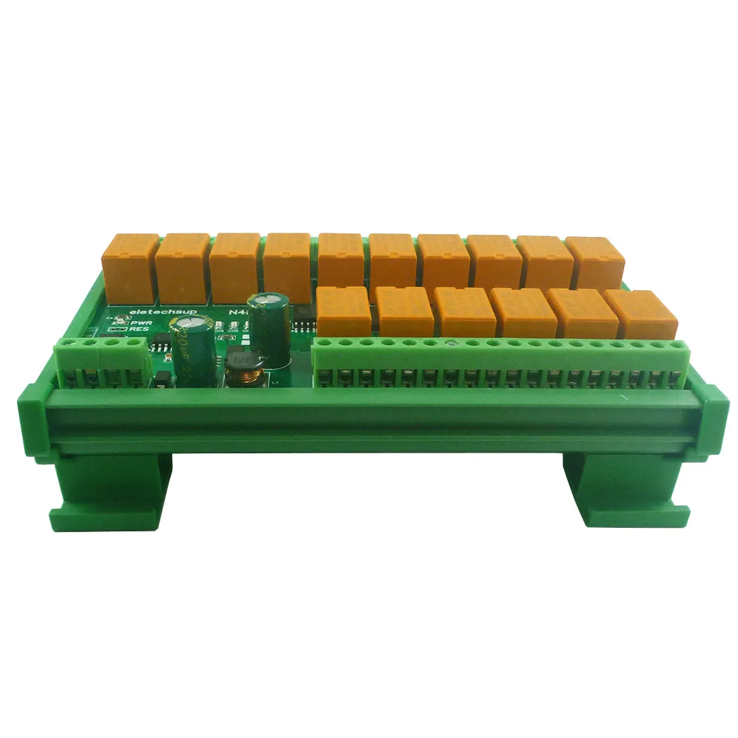 다기능 릴레이 모듈 Modbus RTU 3A 스위치, 디지털 출력, DC 12V 24V 16CH RS485, N4ROE16 DIN C35 레일 마운트 박스