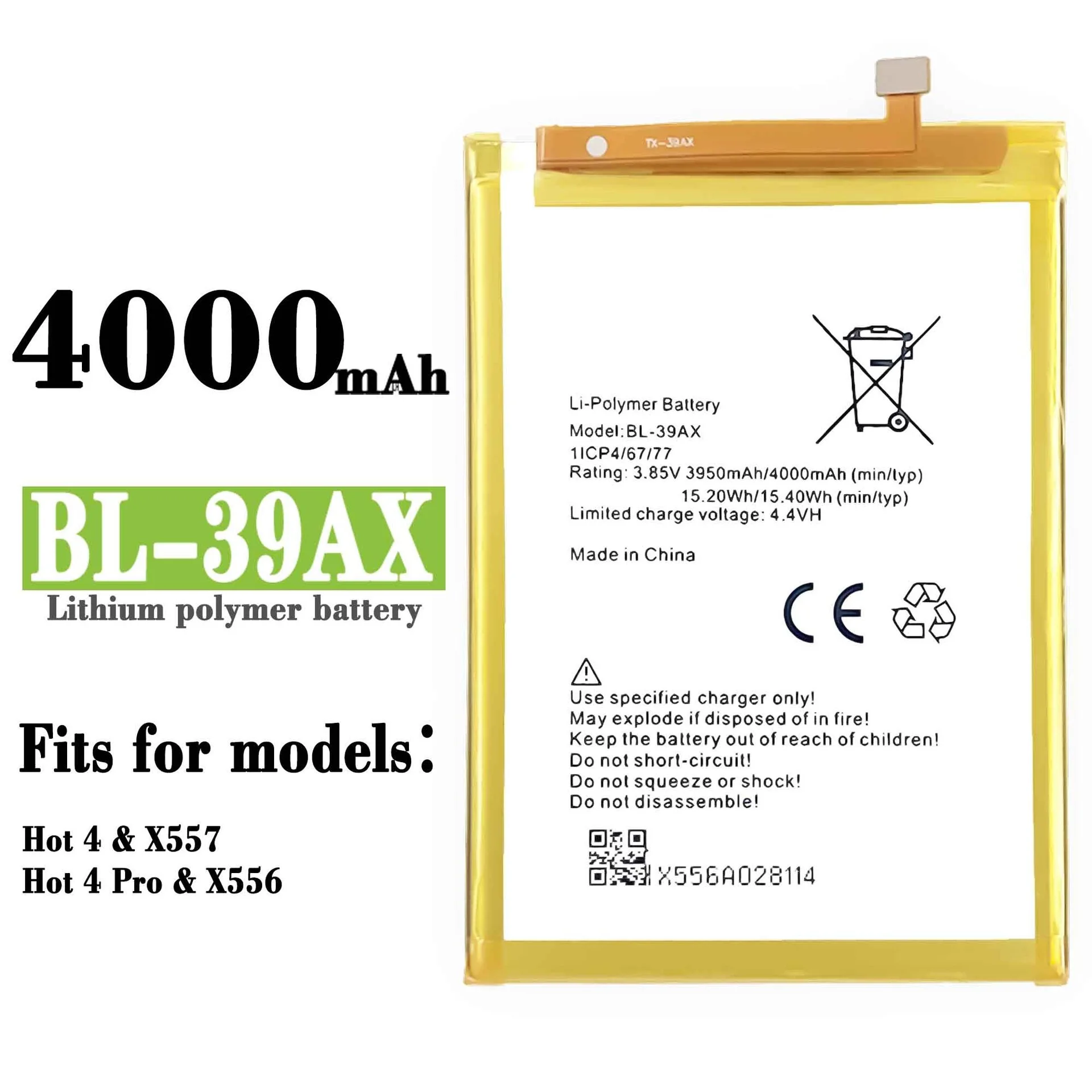 Applicable infinix X557 / X556 HOTE4 Pro Hot 4 BL-39AX built-in mobile phone lithium battery |