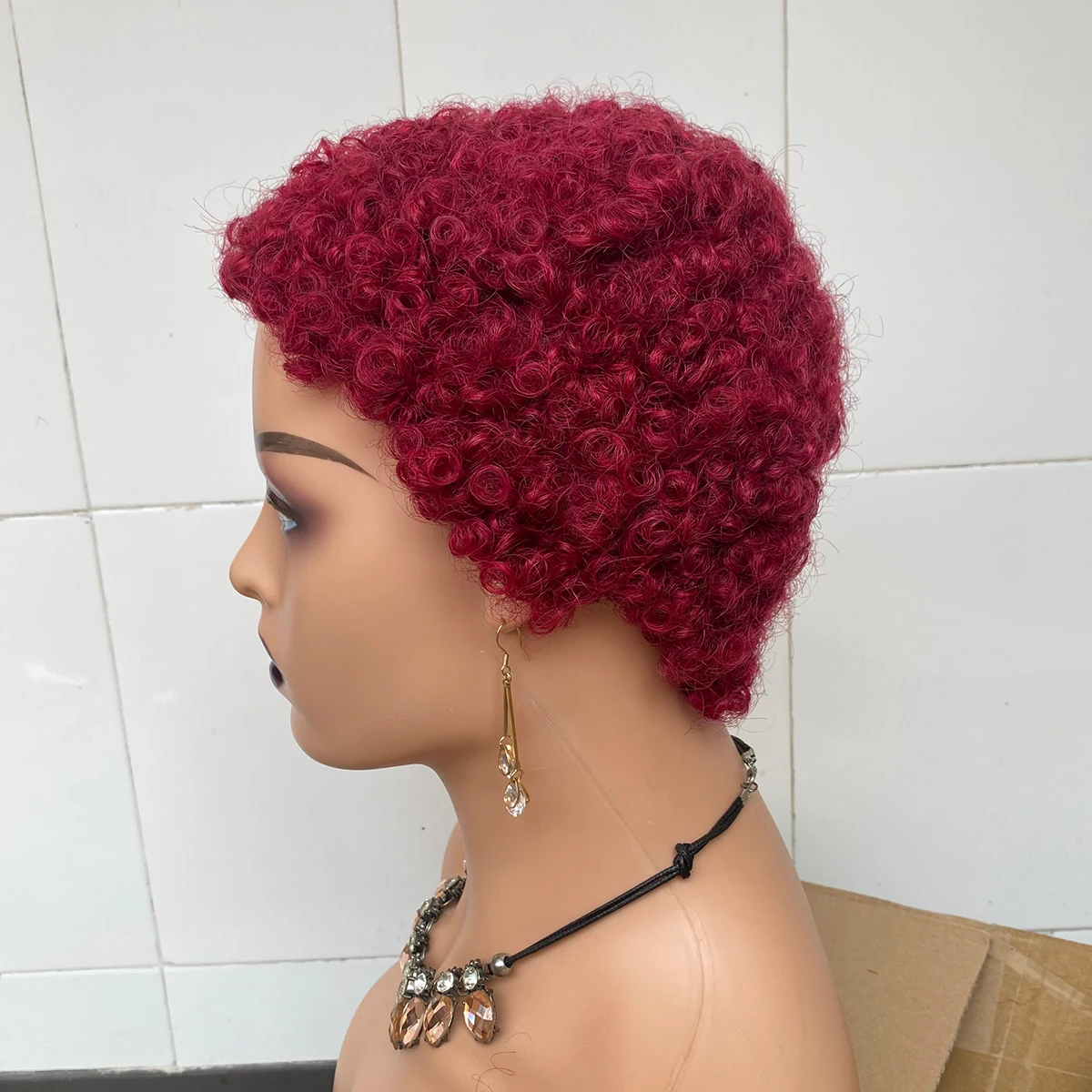 Short Pixie Cut Kinky Curly Wigs For Women Brazilian Remy Human Hair Wigs Full Machine Made Kinky Curly Wigs