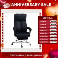 Vinsetto High-Back Executive Officehair with Footrest, Microfiber Computer Chair with Reclining Function and Armrest, Black 1