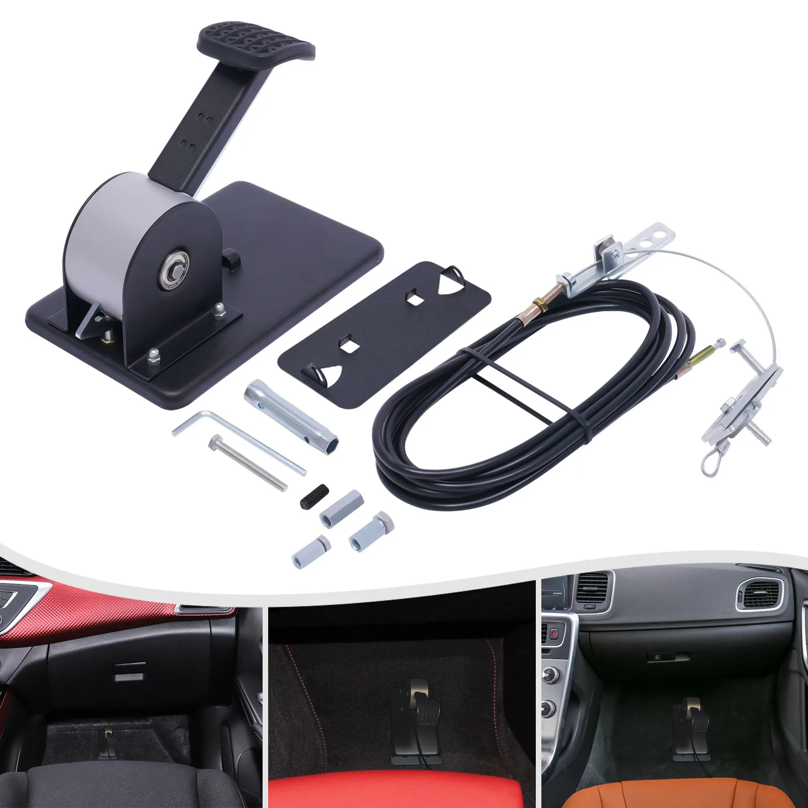 Universal Car Passenger Side Seat Dual Roller Brake New Drivers Education Brake School Instructor with Non-slip Pad Black