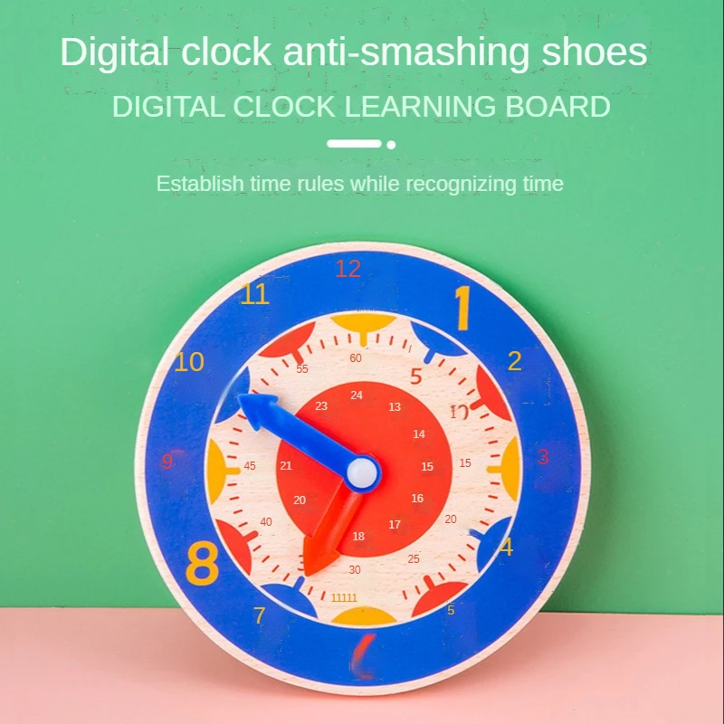 Wooden Clock Educational Toys Kids Time Learning Teaching Aids Life Skills Training Games