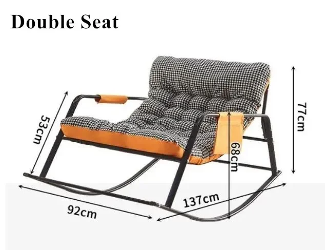 Adjustable Double Rocking Chair for Adults Leisure Chaise Lounge for Balcony and Home Large Folding Rocking Chair