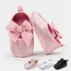 Toddler Prewalker For Baby Girl Mary Jane Shoe Flats Newborn Non-slip Soft Soles with Bows Infant Walking Toddler First Walkers 2