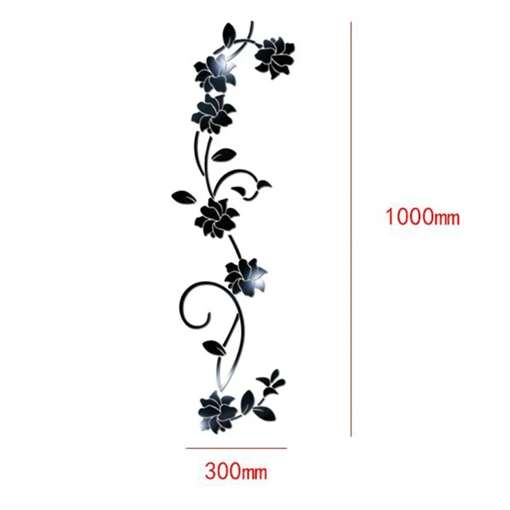 3D flower vine rattan mirror wall stickers decoration living room bedroom decal DIY decor for background wall wardrobe decor wall sticker,mirror wall sticker,acrylic wall sticker