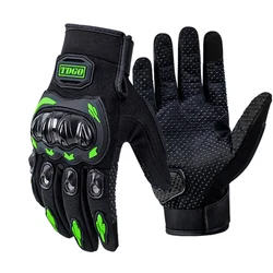 Breathable Leather Protective Motorcycle Riding Gloves - M (Black green)