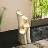 31.25 "H4 Layer Waterfall Fountain with LED Lights and Water Pump, Garden Backyard, Ceramic Floor Lotus Leaf Texture Fountain 6