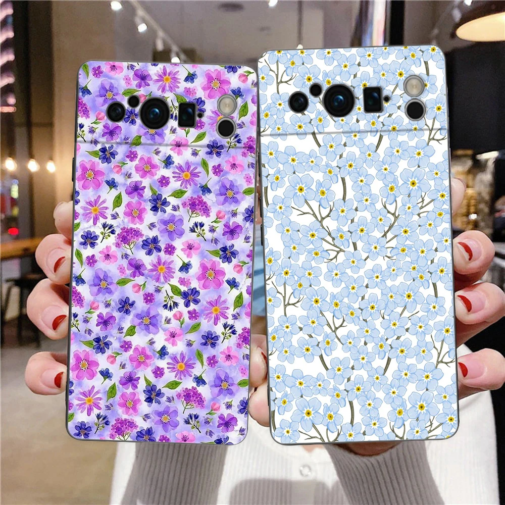 Elegant Floral Art Black Soft TPU Phone Case - Luxury Back Cover
