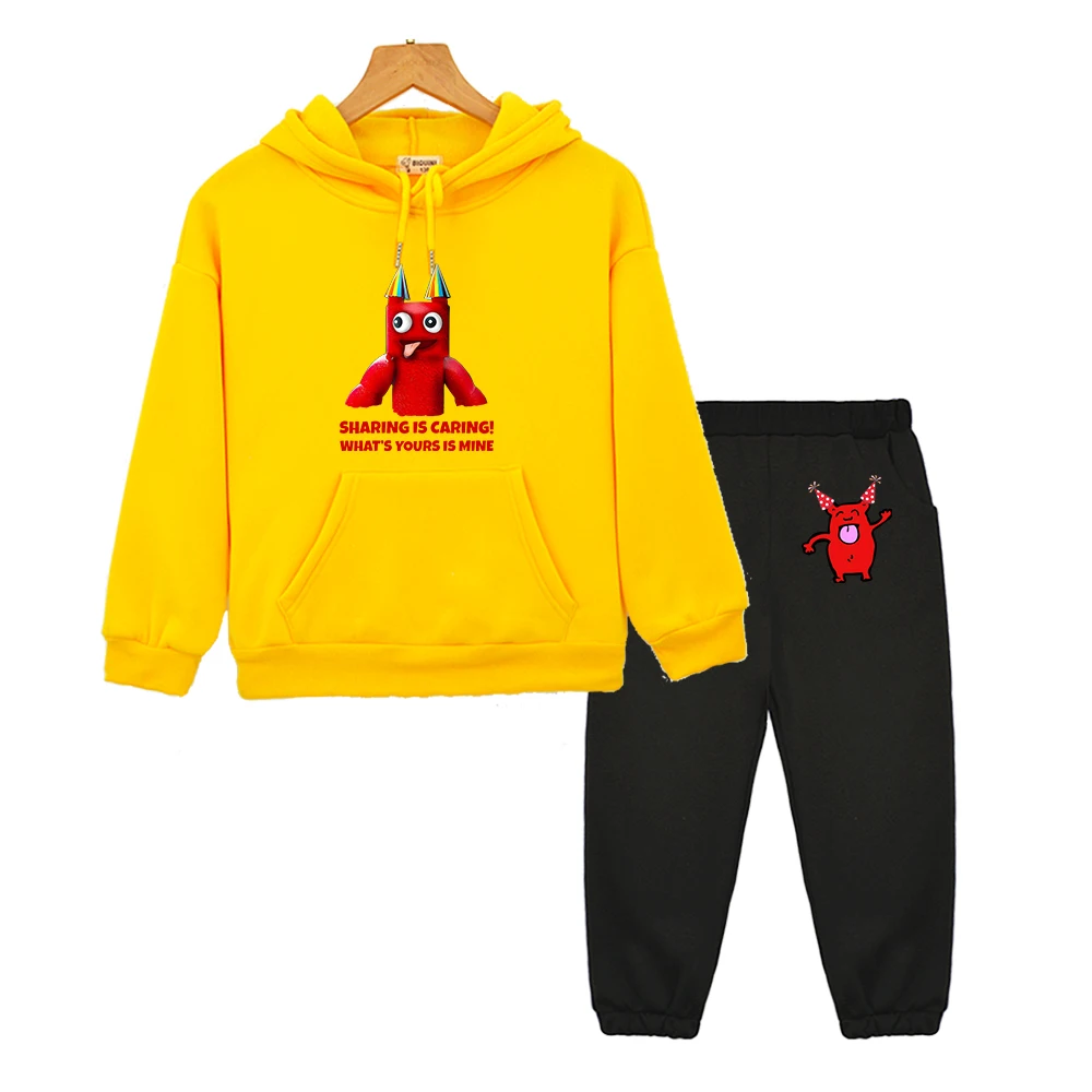 

Garten of Banban Red Monster Printing Hoodies Sets Kawaii Cartoon Comfortable Baby Sweatshirts Boys and Girls Children Pullovers
