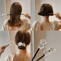 Shell Flower Magic Bun Maker Flower Bud Head Bun Maker Bow Pearl Hair Pin Lazy Hair Dish Artifact Women Hair Styling Braiders 1
