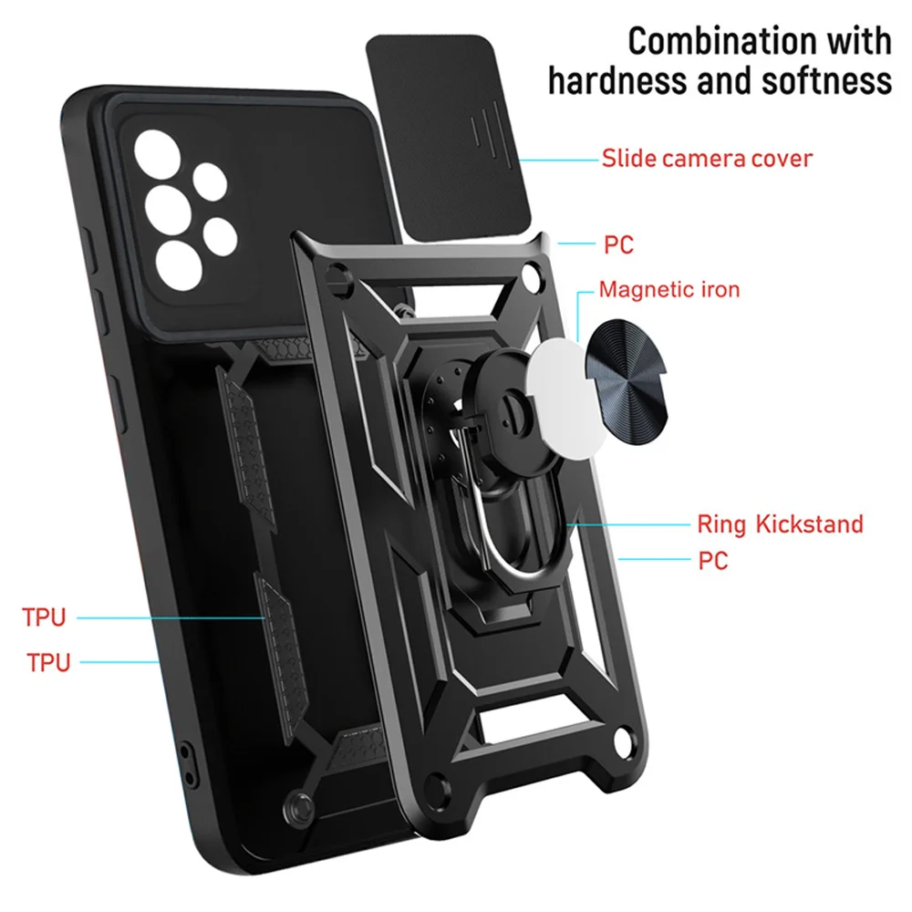 KEYSION Shockproof Case for Redmi 12 12C Slide Camera Protection