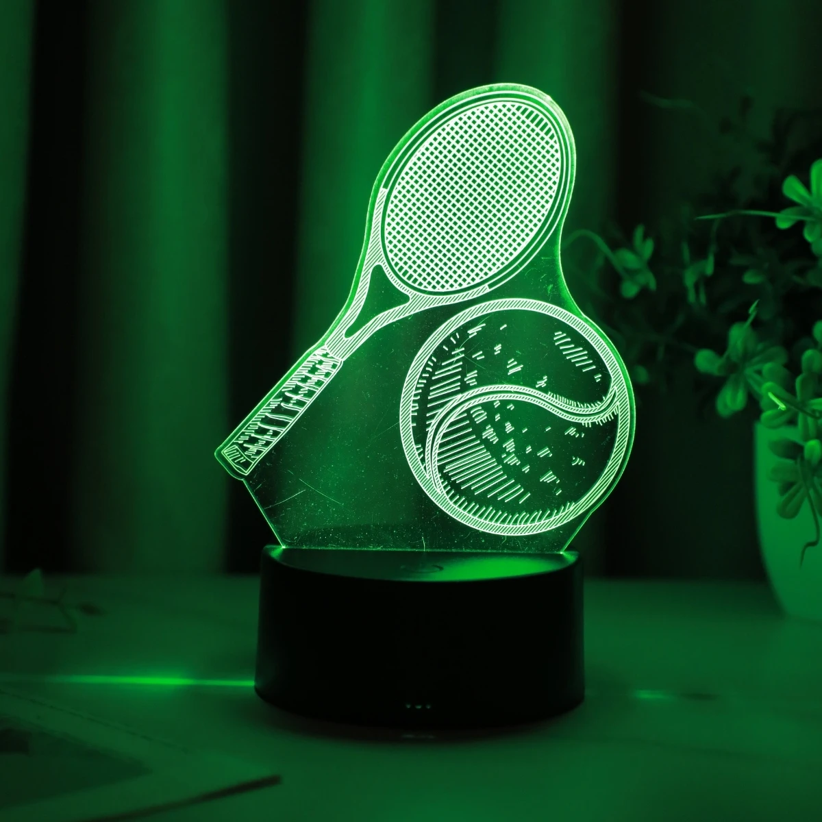 Novelty Tennis 3D Night Light, Creative Desktop Room Bedroom Decoration Atmosphere Light, Gift for Sports Enthusiasts
