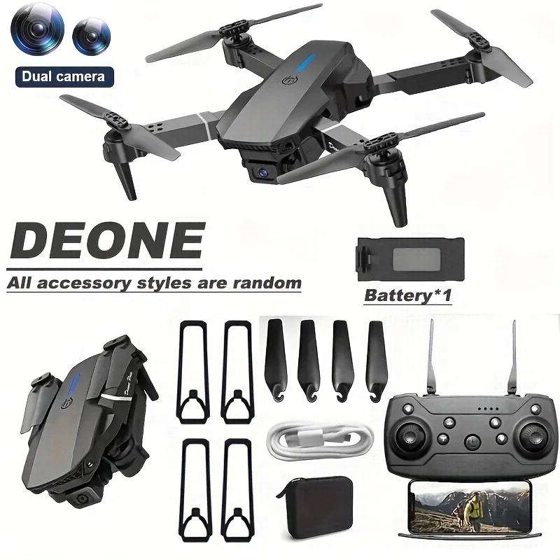 Mini Drone E88 Dual Camera Drone，ABS Material，USB Rechargeable Lithium Battery，Foldable Body，Easy to Understand and Operate，Nice - 3