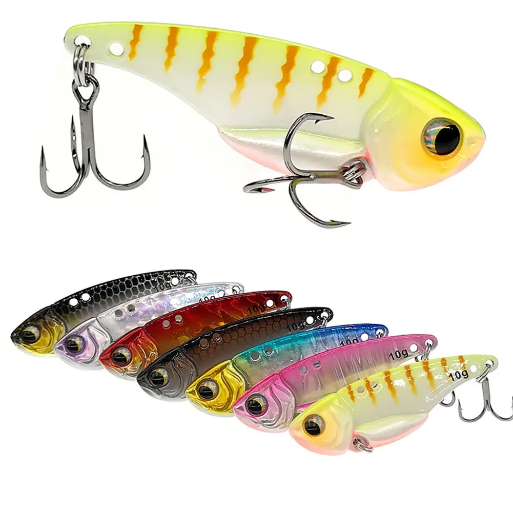 5g 7g 10g 15g Metal Vib Fishing Lure Bait Double Hole 3D Eyes Fishing Tackle Artificial Fishing Tool With Treble Hook Swimbaits