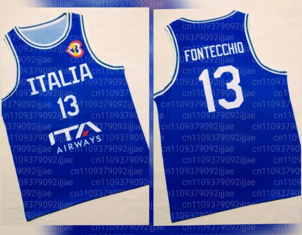 2026 Neuerscheinung Italien Herren-Basketballtrikots Nationalmannschaft Weiß-Blau Heim Auswärts Erwachsene Kinder 3D-Druck T-Shirt Familien-Set – Detail 4