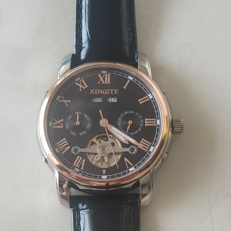 

Men Mechanical Watch Luxury Brand Automatic Sports Watch Calendar Two Tone Wristwatches Butterfly Clasp relogio masculino