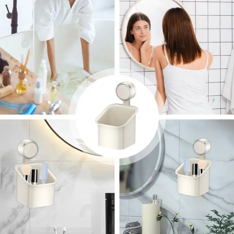 Shower Organizer Suction Cup Wall Mounted Shower Basket Removable Shower Storage For Inside Shower Bathroom Kitchen Drill-Free 4