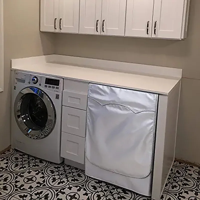 Description Picture 3 of itemWasher-dryer cover Washing machine cover Polyester waterproof front load sunblock laundry silver coated dust cover