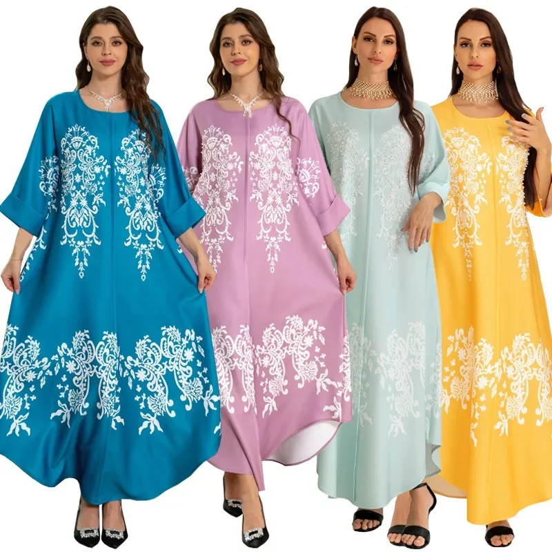 

New Fashion Rhinestone Bubble Beads Light Luxury Robe Muslim Dress Saudi Robe Robe Elegante Femme Hijab Dress abaya