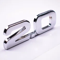 Metal Silver 3D 2.0 2.0T Car Rear Trunk Emblem Badge Sticker For BMW Audi Ford Toyota Volkswagen etc Auto car-styling