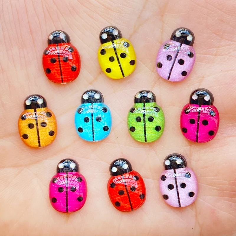 

50pcs 3D Resin Nail Charms Colorful Beetle Nail Parts Accessories Kawaii DIY Nail Art Decoration
