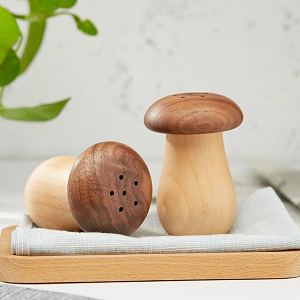 Double-plaid wooden mushroom toothpick jar toothpick jar