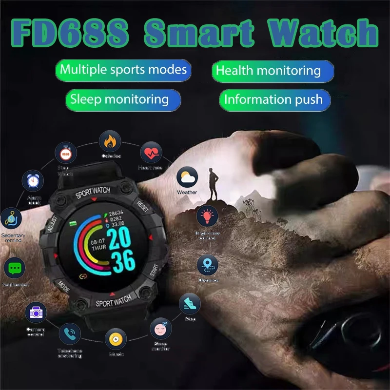 FD68S Smart Watch Men Women Smartwatch Touch Smart Bracelet Heart Rate