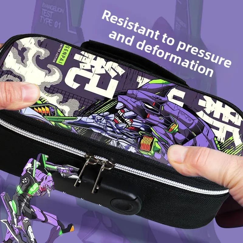 Evangelion Unit-01 Canvas Pencil Case - Cute Anime Character Stationery Pouch