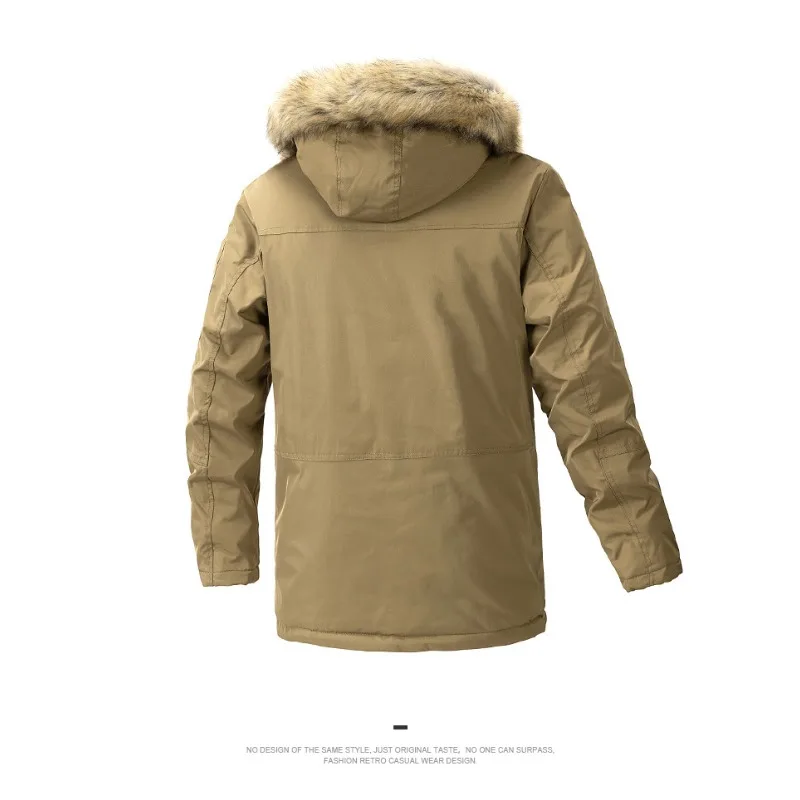Autumn Witer New Men Fashion Thicken Trench Casual Fleece Turtleneck Jackets Hooded Warm Windbreaker Winter Jacket