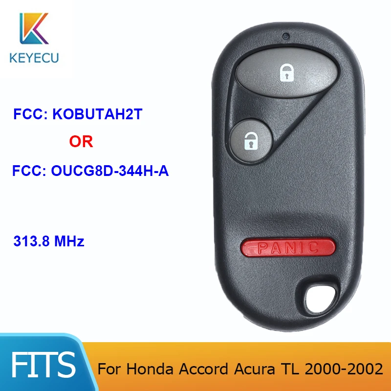 

KEYECU FCC ID: KOBUTAH2T or OUCG8D-344H-A Keyless Entry Remote Control Car Key Fob 313.8 MHz for Honda Accord Acura TL 2000-2002