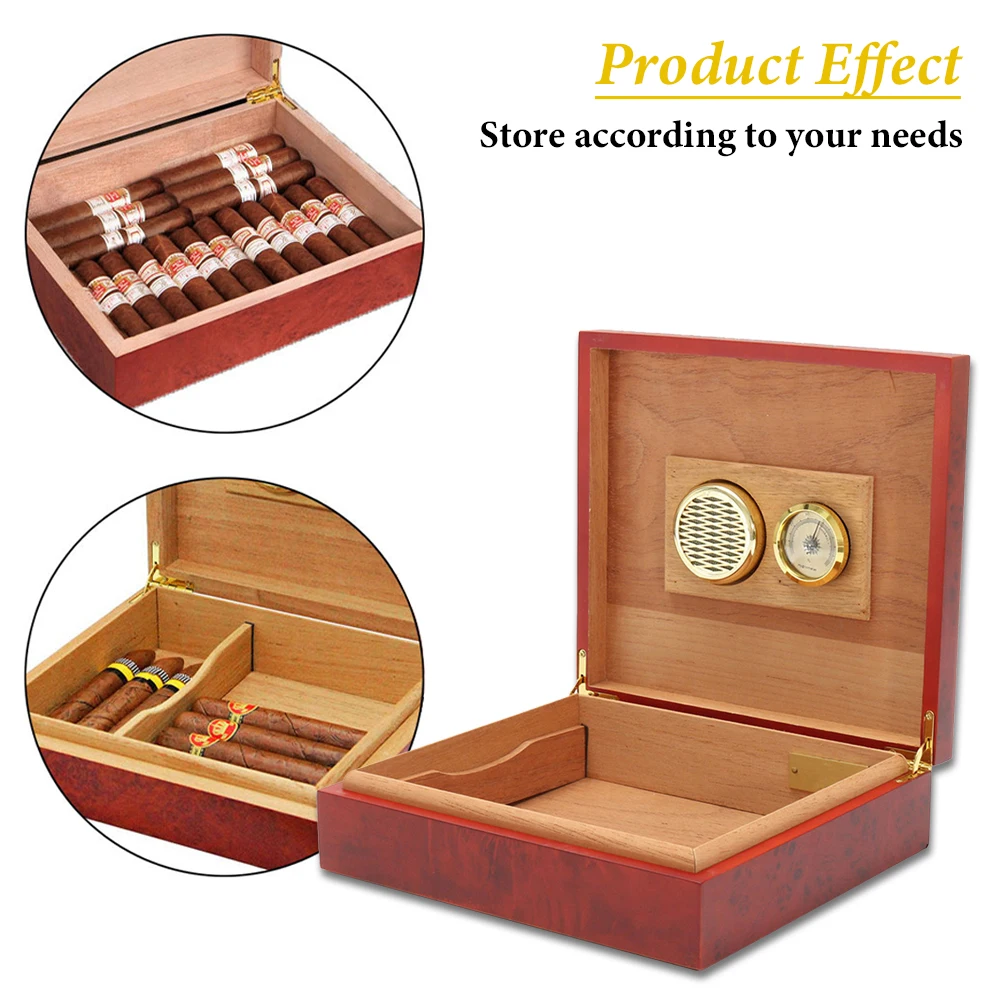 20 Tellen Sigaar Humidor Box Hout Bekleed Draagbare Rookaccessoires Humidor Luchtbevochtiger Met Hygrometer Case Hydratatie Apparaat