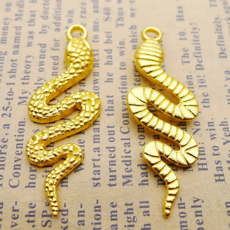 

8pcs/lot 15*42mm Gold Color Alloy Snake Charms Pendants for Jewelry Making Bracelet Accessories DIY Findings