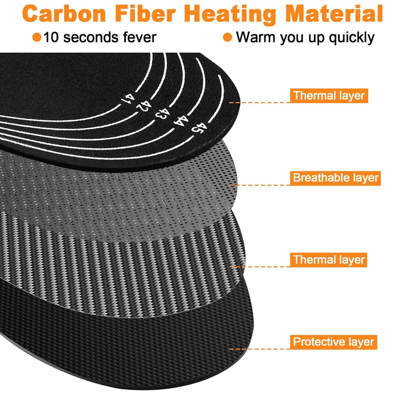 USB Heated Insole with Adjustable Temperature for Three Levels of Foot Warming for Winter Outdoor Sports Hiking Warmth sport insoles shoe insoles