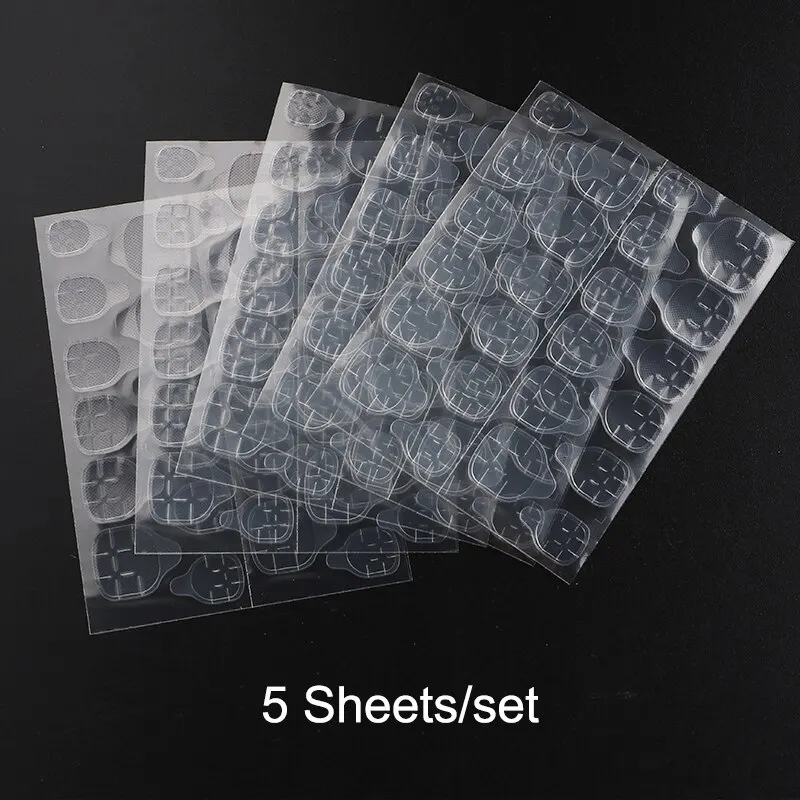Nail Glue Nail Stickers Nail Glue Tape Nail Art Decoration Nail Art Tools 5 Sheets 120pcs Double Sided Adhesive Glue Sticker Sticky Tape Nail Glue For Fake Designs False Nails Art Tips Acrylic Manicure