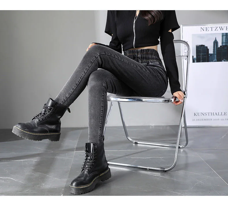

Elastic Waist Harem Jeans Pants Women Large Size Spring Autumn Denim Pants Casual Stretch Jeans Vintage Ankle-Length Pants