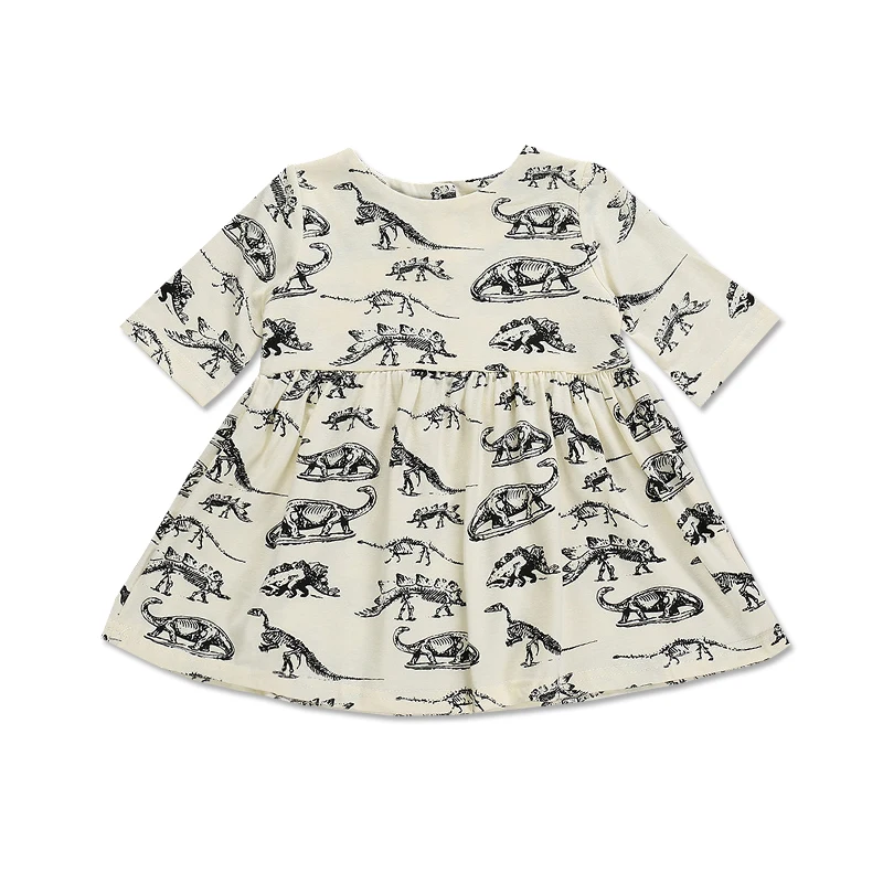 

Newborn Baby Girls Dress Cartoon Dinosaur Print Half Sleeve Dress Kids Clothes Toddler Girls Clothes Casual Outfits 0-3T