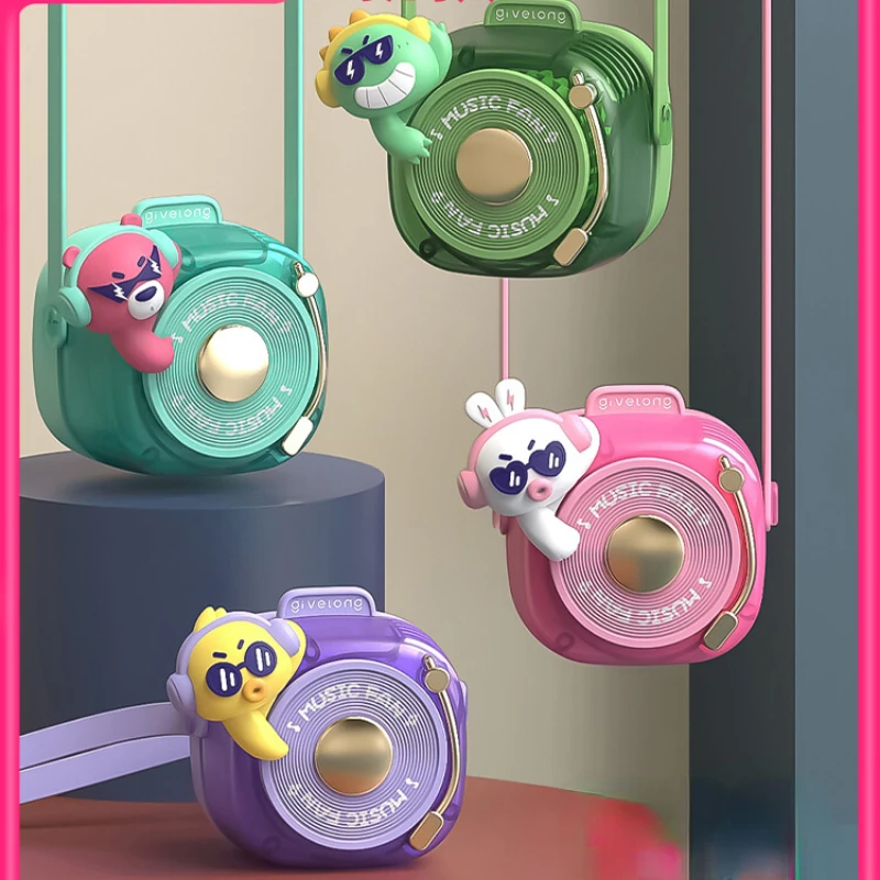 

Детский веер без листьев, маленький портативный бесшумный уличный мультяшный веер с шеей