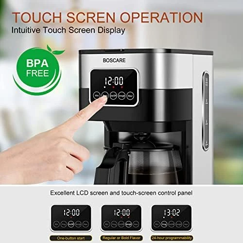 BOSCARE 12-Cup Programmable Coffee Maker: Drip Coffee Maker, Mini Coffee  Machine with Auto Shut-off, Strength Control,Black