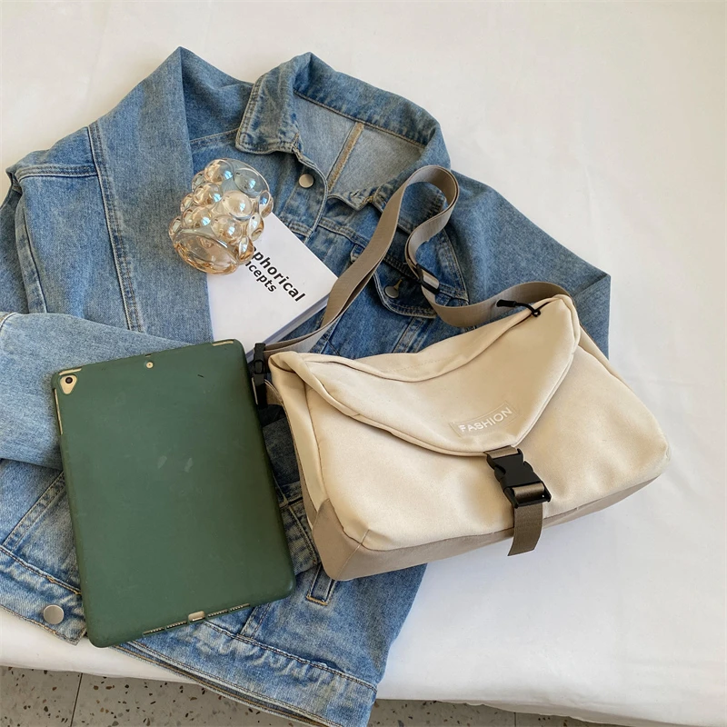 Multi-purpose Pocket Messenger Bag Schoolbag for Girls Large Capacity Canvas Shoulder Bag Female Satchels Crossbody Bags New Sac