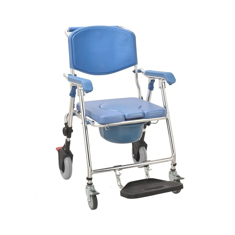 Elderly household portable toilet, foldable toilet seat, disabled care chair with wheels soft close toilet seat grey oval