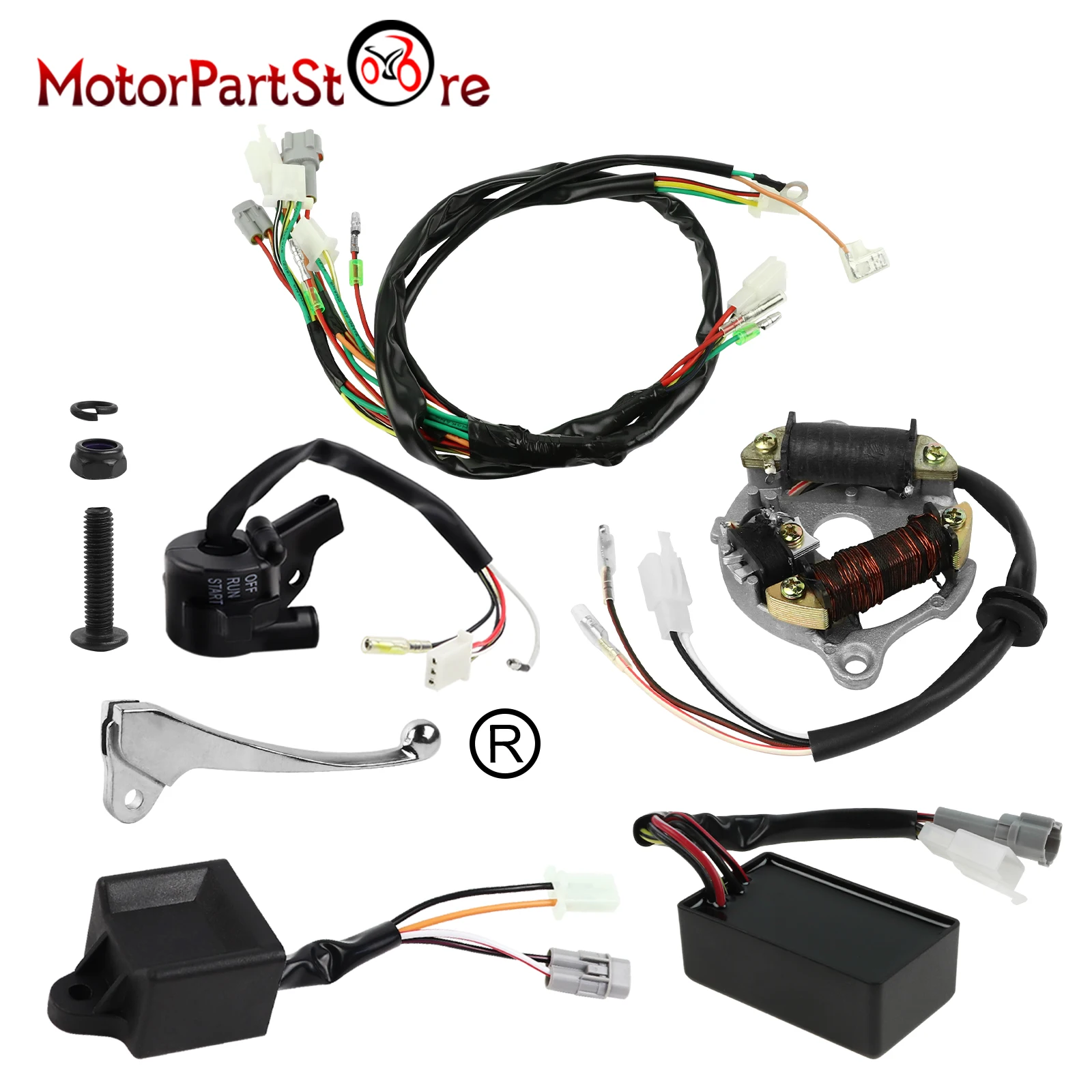 

Wiring Harness Magneto Stator Ignition Switch CDI Unit Brake lever for Yamaha PW50 PW 50 PEEWEE Y-Zinger Kids Bike Dirt Bike
