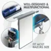 TAILI Shower Mirror Fogless for Shaving with Razor Holder, NO-Drilling & Removable Large Mirror Fogless Suction Wall Mounted 4