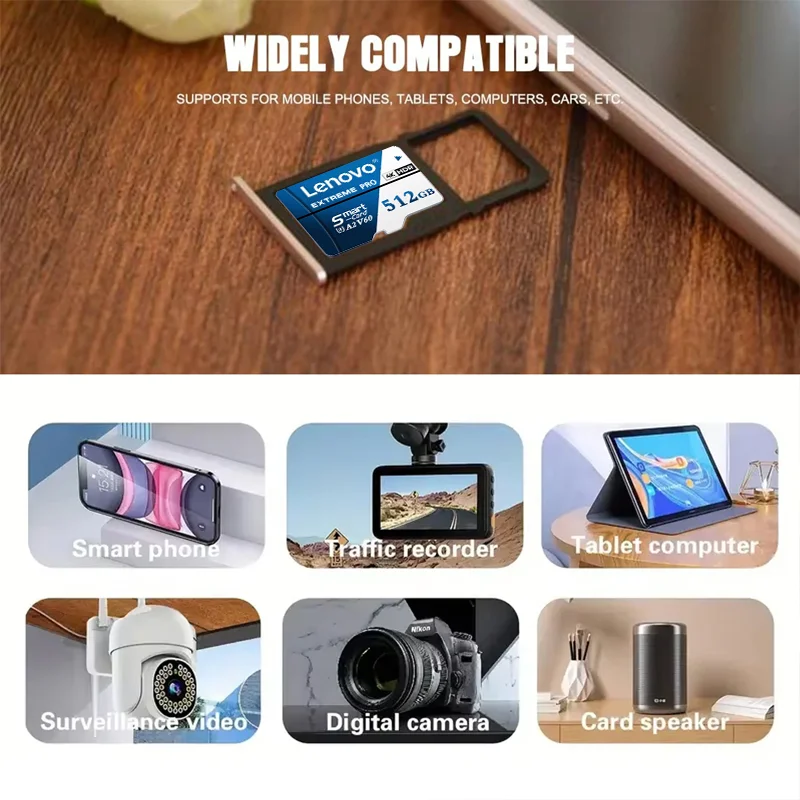 레노버 마이크로 512GB 메모리 SD 카드 256GB 128GB 64GB SD 카드 TF 플래시 드라이브 클래스 10 메모리 카드 저장 장치 드롭쉬핑